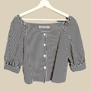 Stripped Short-Sleeve Blouse